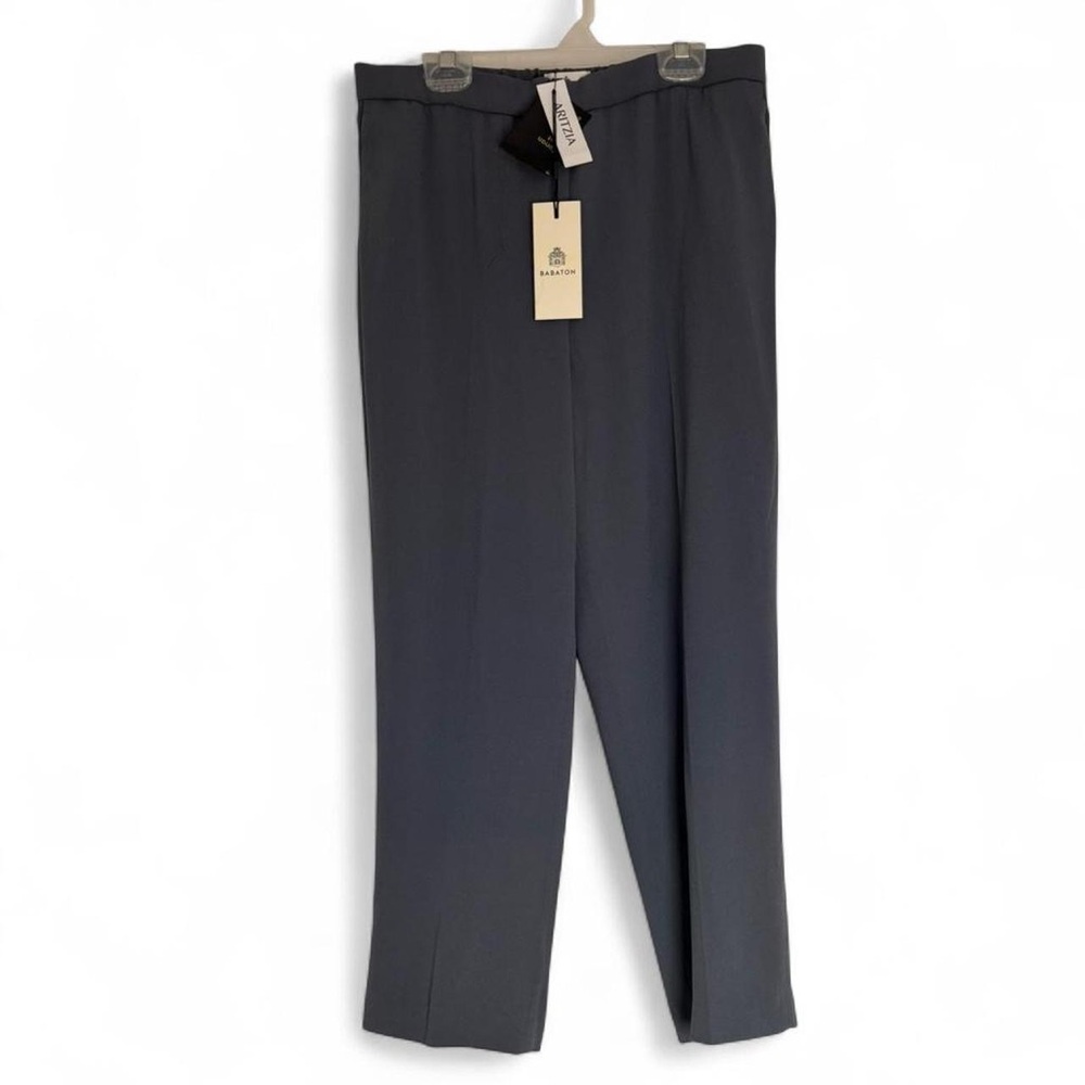 NWT 6 Babaton Aritzia Grey Blue Conan Cropped Crepe Mid-Rise Straight Leg Pants